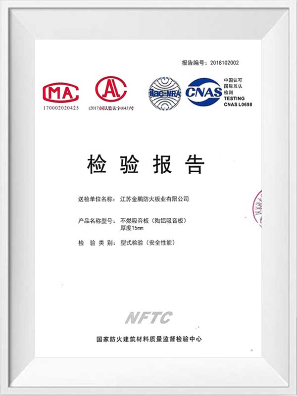Báo cáo kiểm tra bảng điều khiển hấp thụ âm thanh bằng nhôm bằng gốm